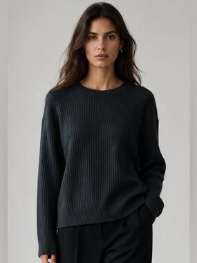 EILEEN FISHER 100% Extra Fine Merino Wool Crew Neck Sweater